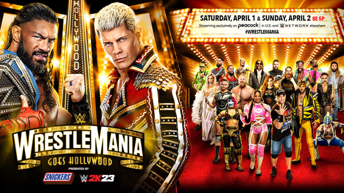 Full match card graphic for tonight's Wrestlemania 39: Night 2 (4