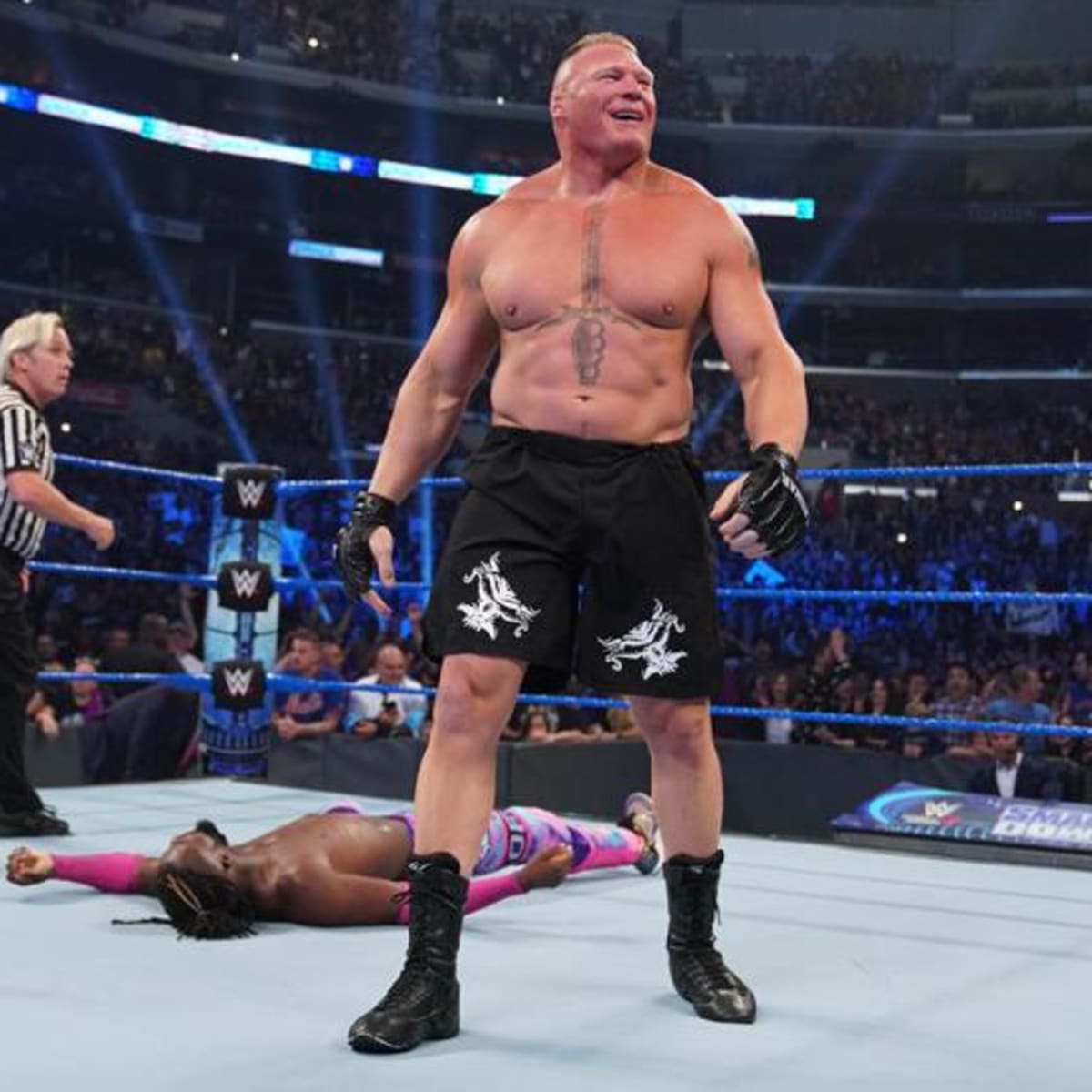 WWE star Brock Lesnar suffers embarrassing wardrobe malfunction at  SummerSlam as TV viewers joke this is risky  The US Sun