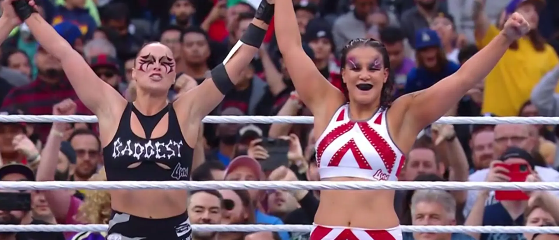 Ronda Rousey and Shayna Baszler win the WrestleMania Showcase Match