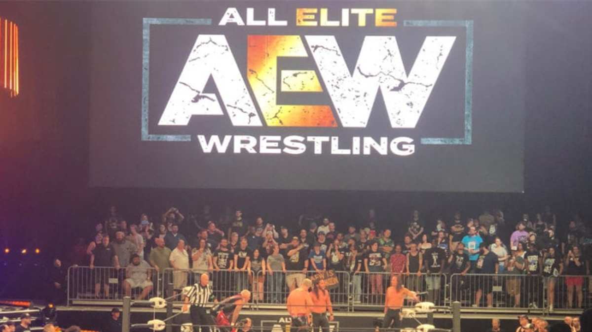 AEW ALl Elite Wrestling logo crowd