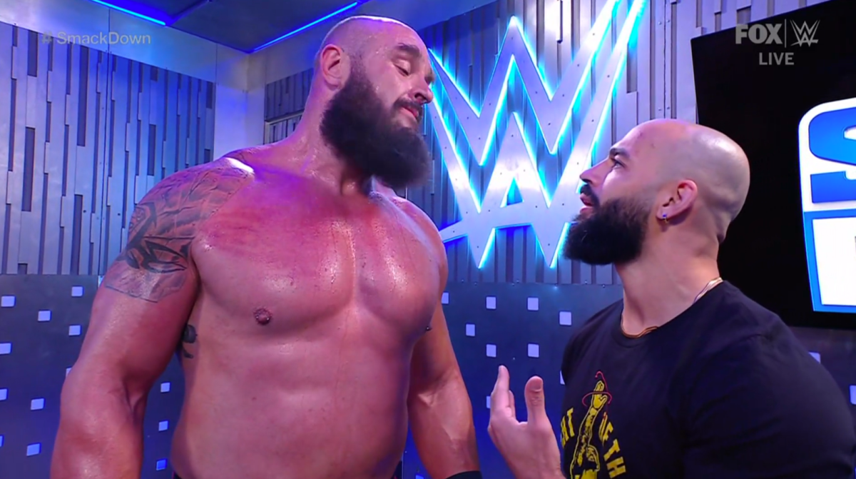Photo of Braun Strowman’s social media comments being used in WWE SmackDown storyline