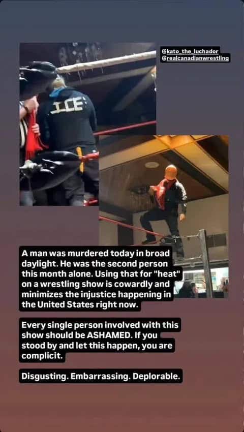 Real Canadian Wrestling Faces Backlash Over ICE Shirt Incident