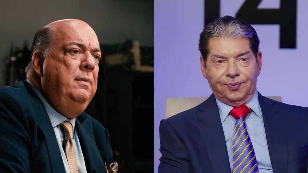 Paul Heyman during his interview with Graham Bensinger, beside Vince McMahon