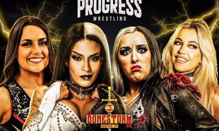 PROGRESS Wrestling graphic for Nikki Storm and Xelina vs. Alexxis Falcon and Myla Grace at Chapter 199: Bonestorm