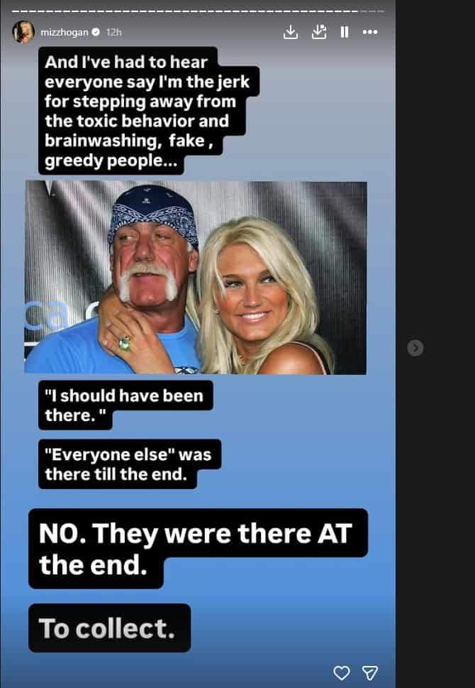 Brooke Hogan's Instagram story about the sale of Hulk Hogan's Clearwater home